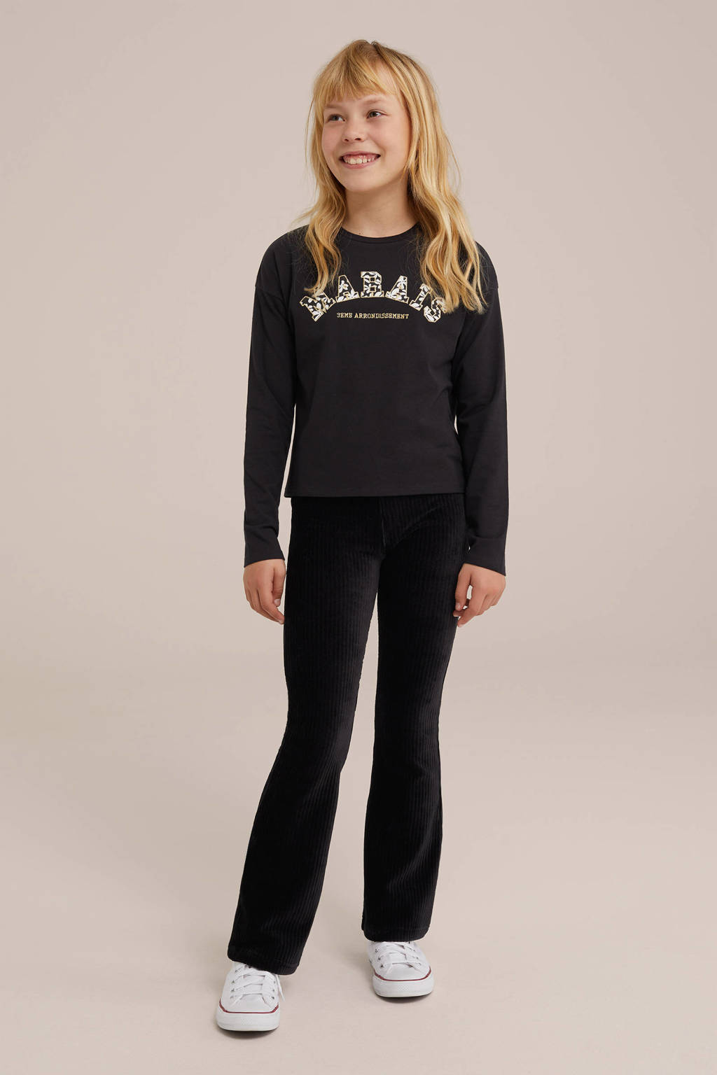 WE Fashion longsleeve met printopdruk zwart