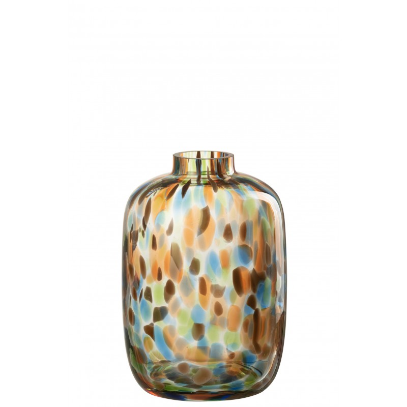 Vase avec taches en verre multicouleur 14x14x21 cm