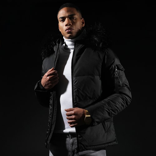 Doudoune Capuche Tech Puffer Avec Fourrure Noir 0020 Noir