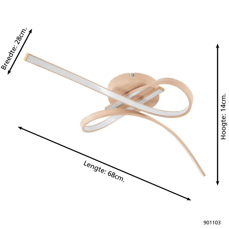 EGLO Selvina 2 Plafondlamp - LED - 68 cm - Lichtbruin/Wit