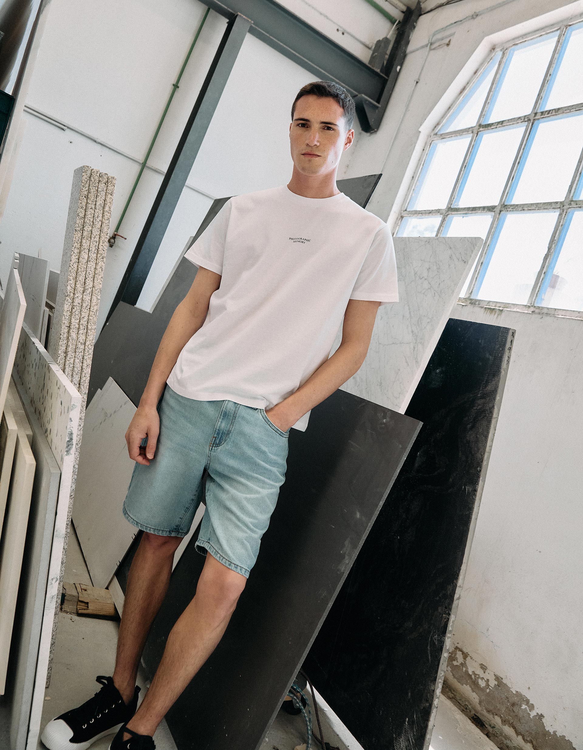 Calções de Ganga 'Straight Fit', Homem, Azul Claro
