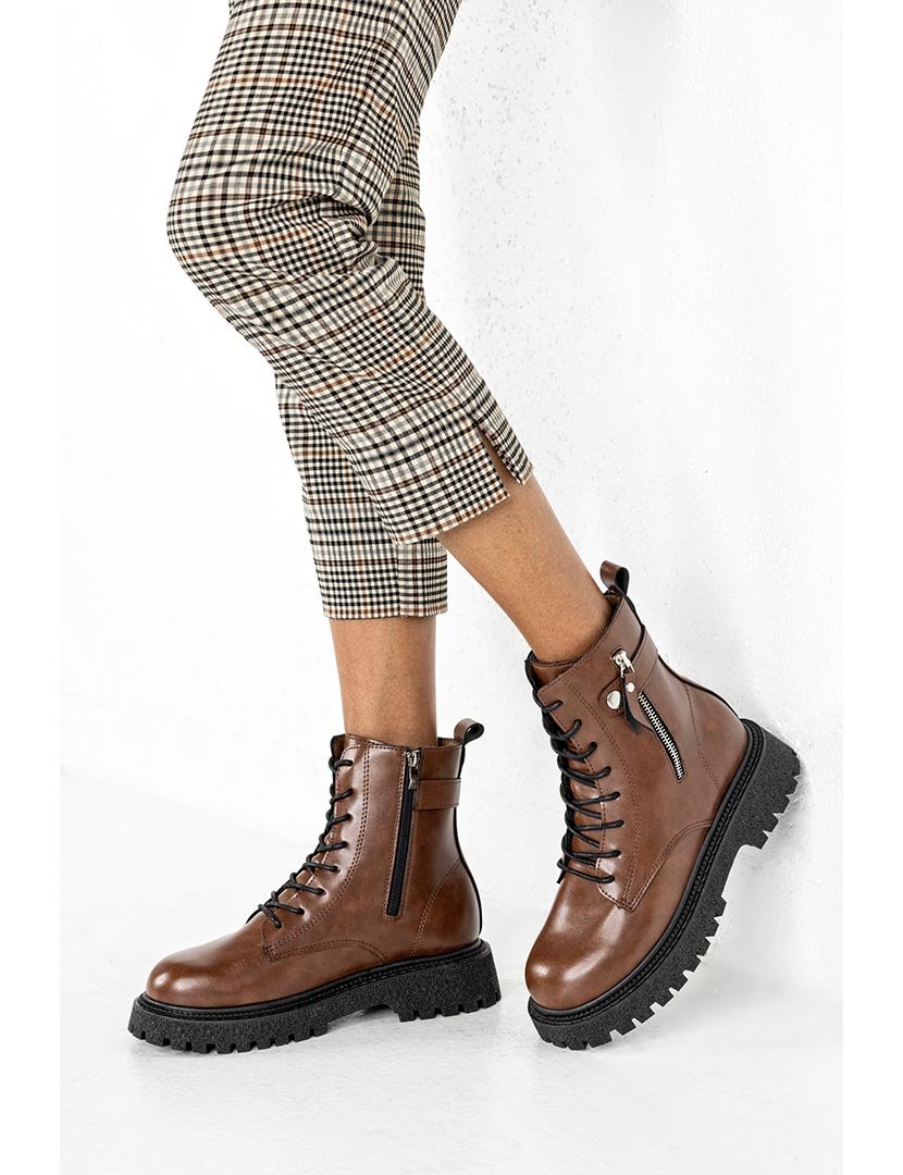 Brown Boots with Laces and Buckle
