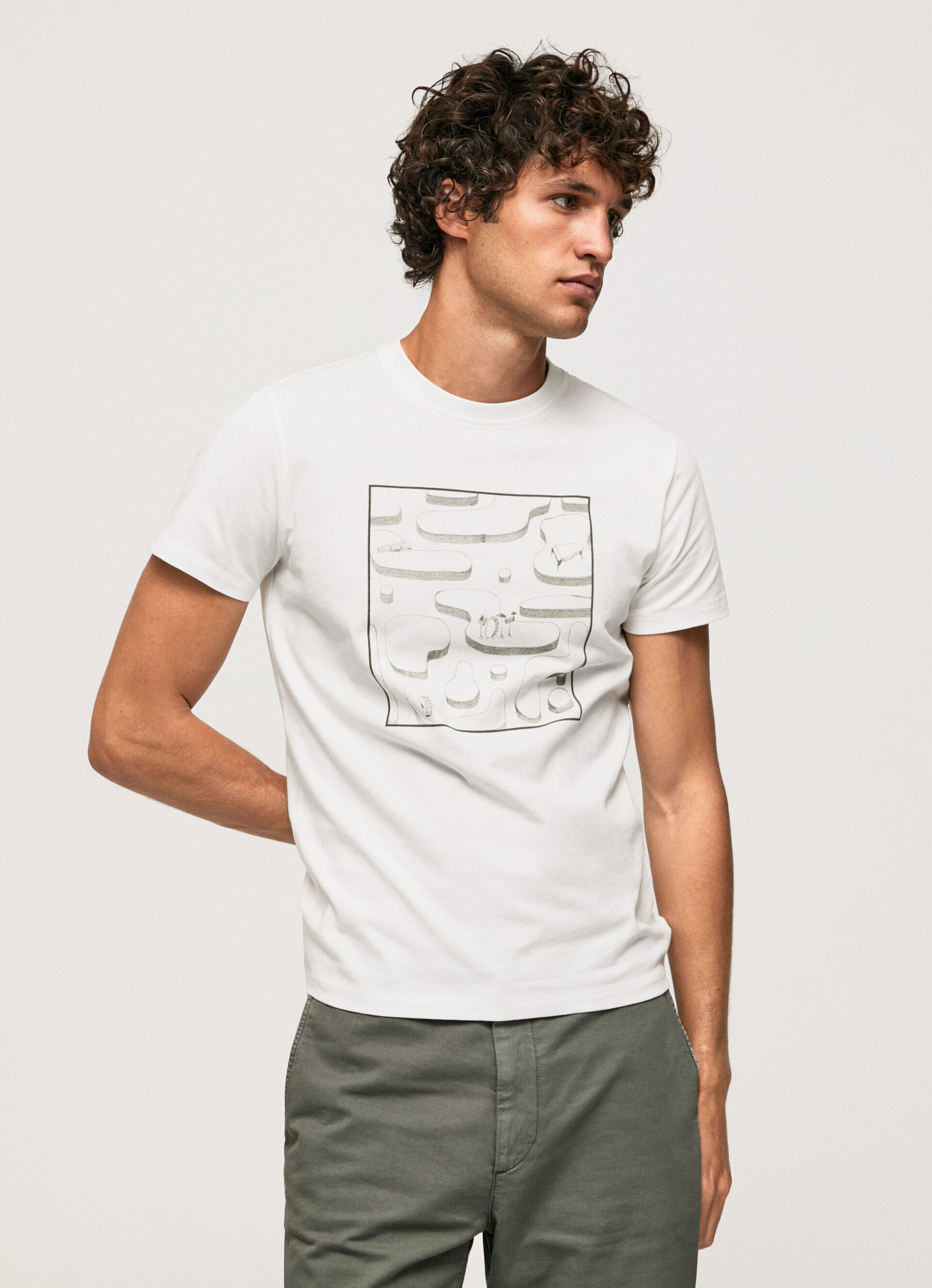 Camiseta de algodão com foto - branca