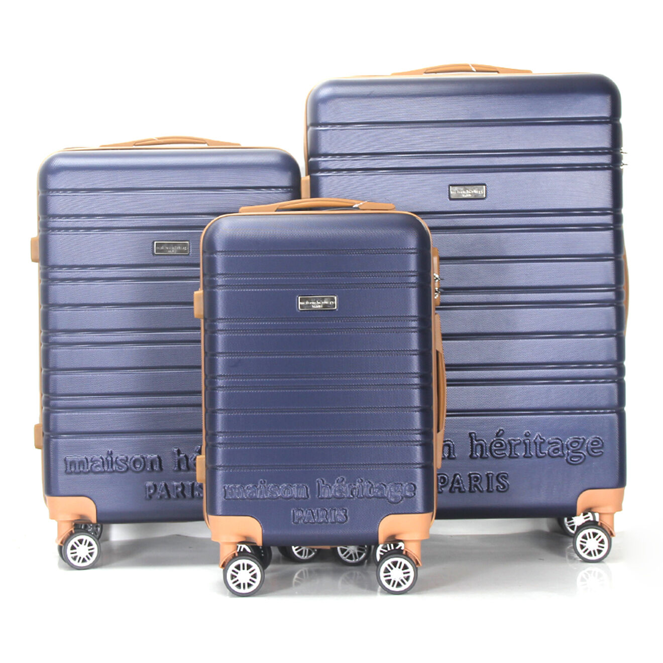 Maison Héritage 3 Valises 4 roues doubles Madeleine 50/60/70 cm bleu marine