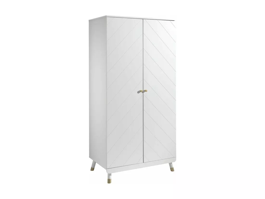 TINY WHITE - Chambre avec lit bébé vert + table à langer + Armoire 2 Portes