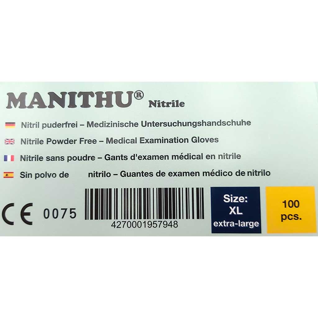 Gummihandschuhe Manithu Nitril-Puderfrei 100 Stück XL