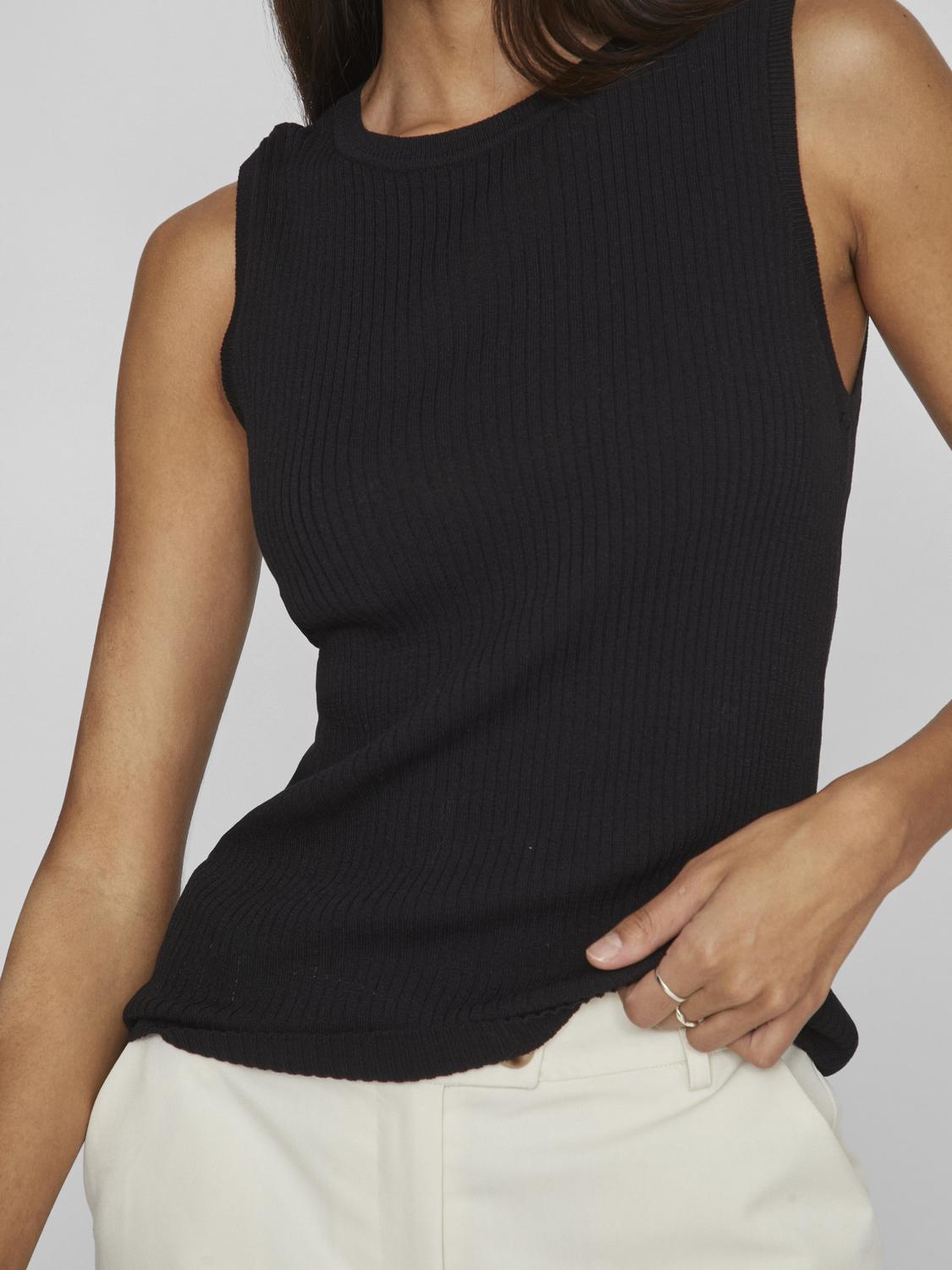 Vila  Viisla ribstrikket top - sort