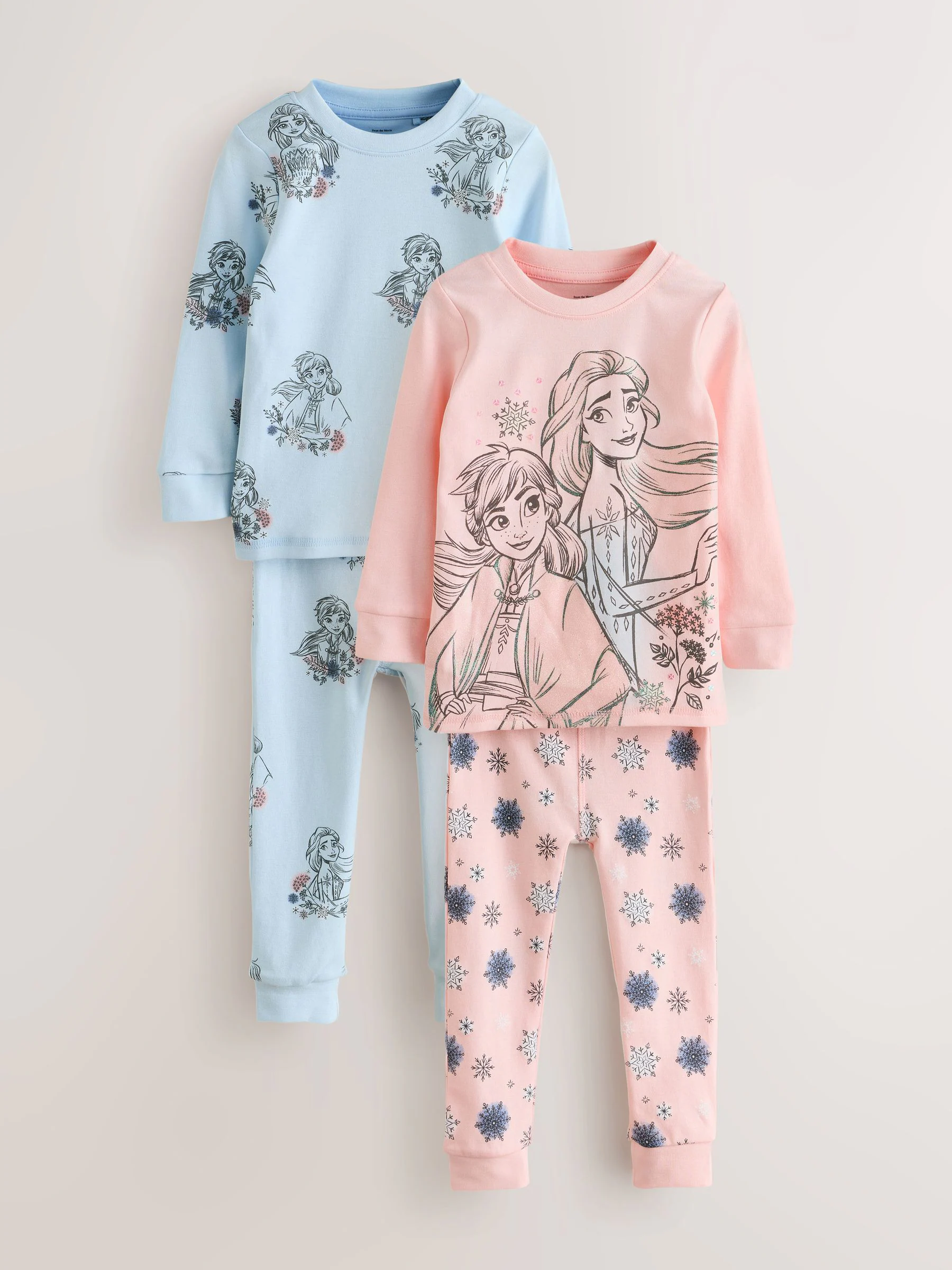 Roze/blauw - Verpakking van 2 Disney Frozen knusse pyjama's (9mnd -10jr)