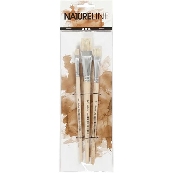 Nature Line Pensel, nr. 8+12+20, L: 18,5-20,5 cm, B: 10-20 mm, flat, 3 stk./ 1 pk.