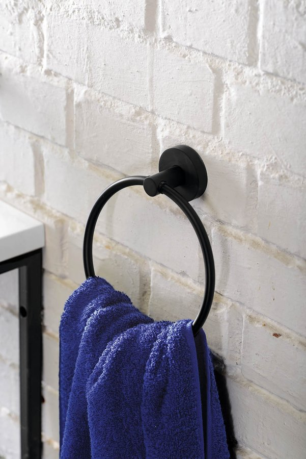 Sapho X-Round handdoekring 19cm zwart