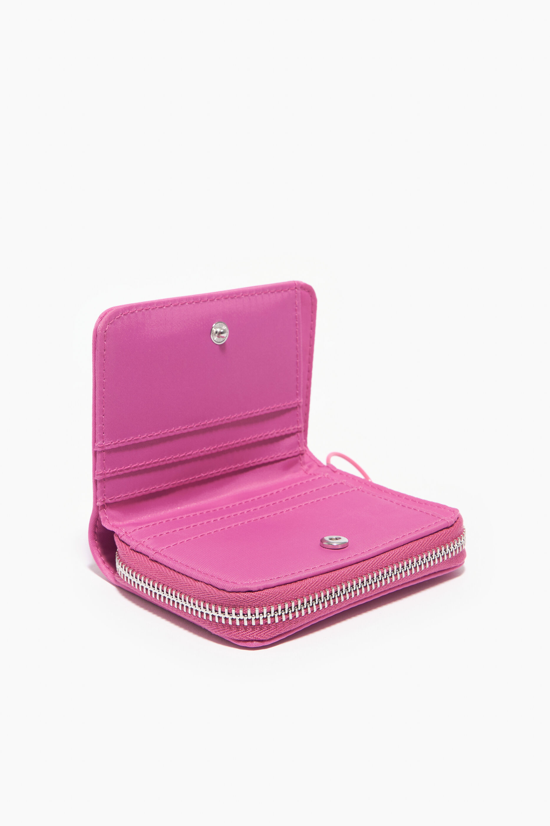Carteira rosa de náilon com aba