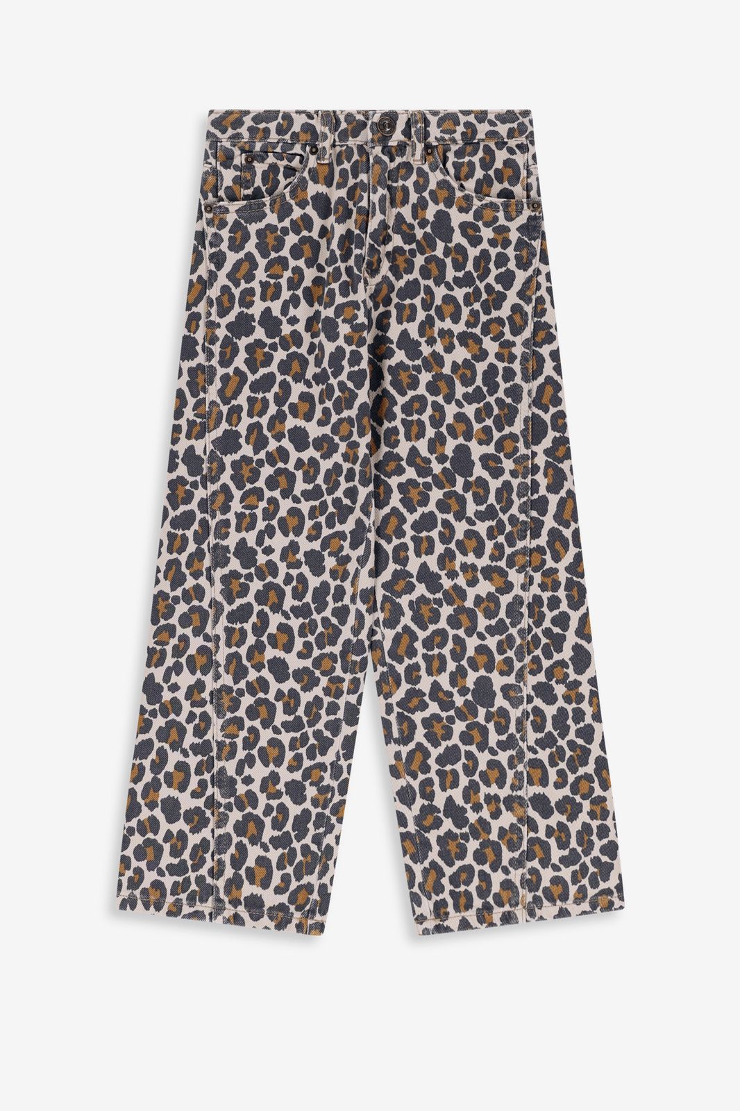 Bruine straight leg jeans met leopard print