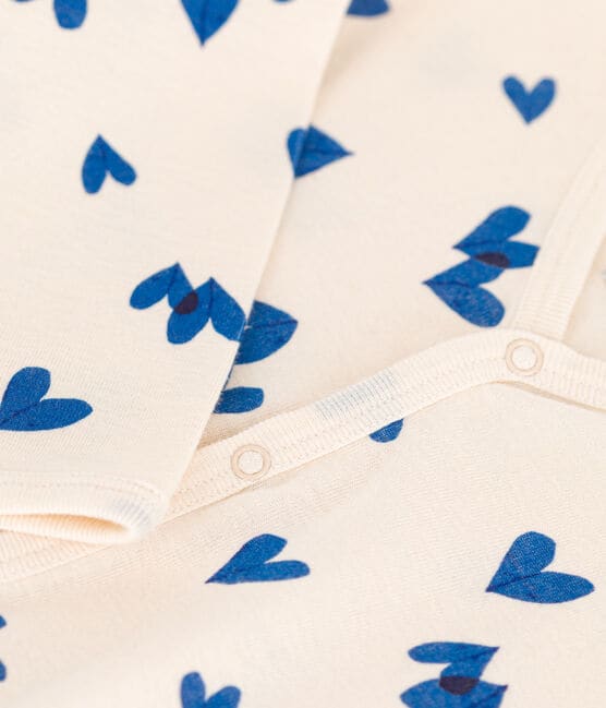 Pyjama bébé coeur bleu en coton