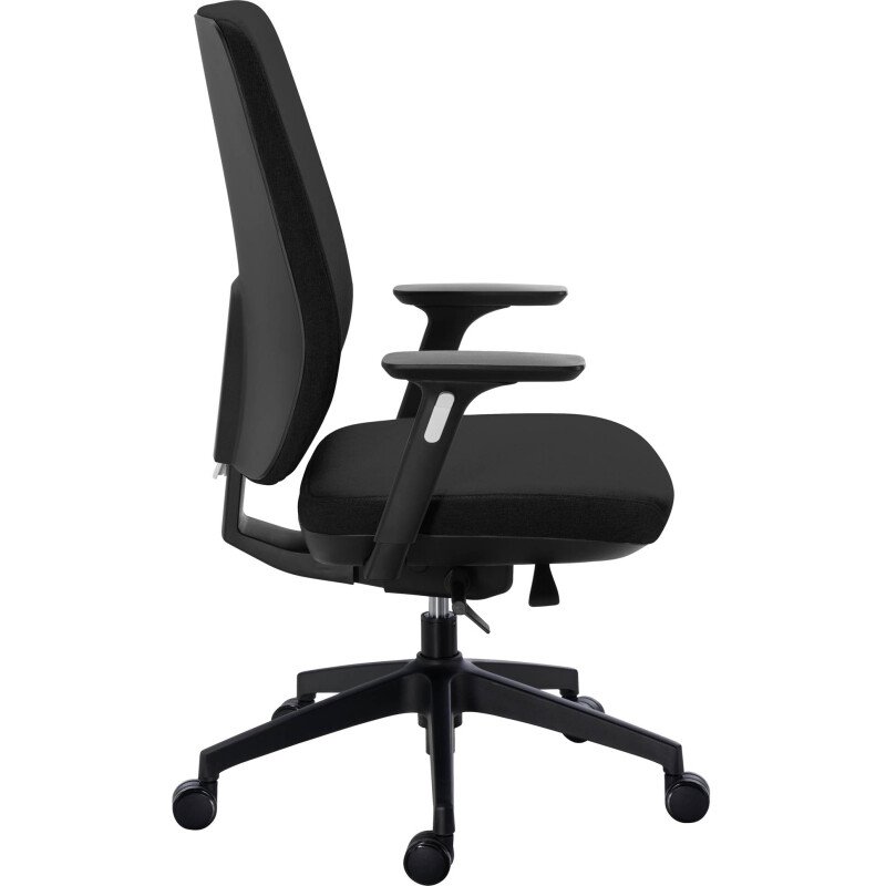 Chaise de bureau ATLAS tissu - avec accoudoirs et soutien lombaire - Mécanisme Synchrone - réglage profondeur de l'assise - Pieds noir