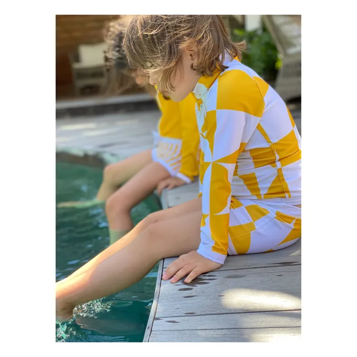 Juillet Juillet Boxer de Bain Matière Recyclée Géométrique | Jaune
