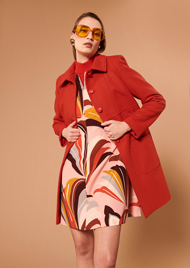 Manteau Majarouge en velours de laine
