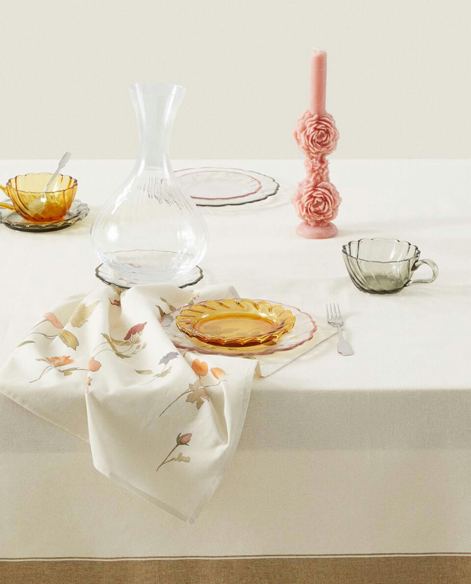 TOALHA DE MESA DE ALGODÃO COM FIOS TINGIDOS