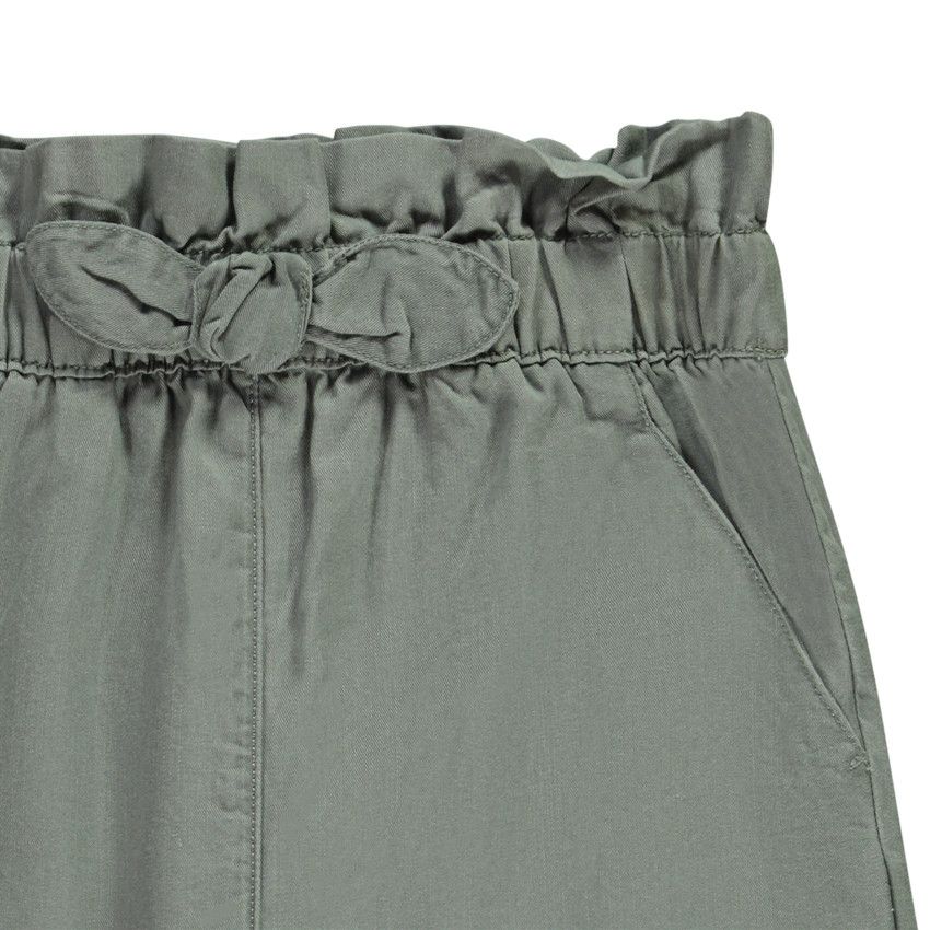 Pantalon large uni effet noué pour fille - Gris chiné