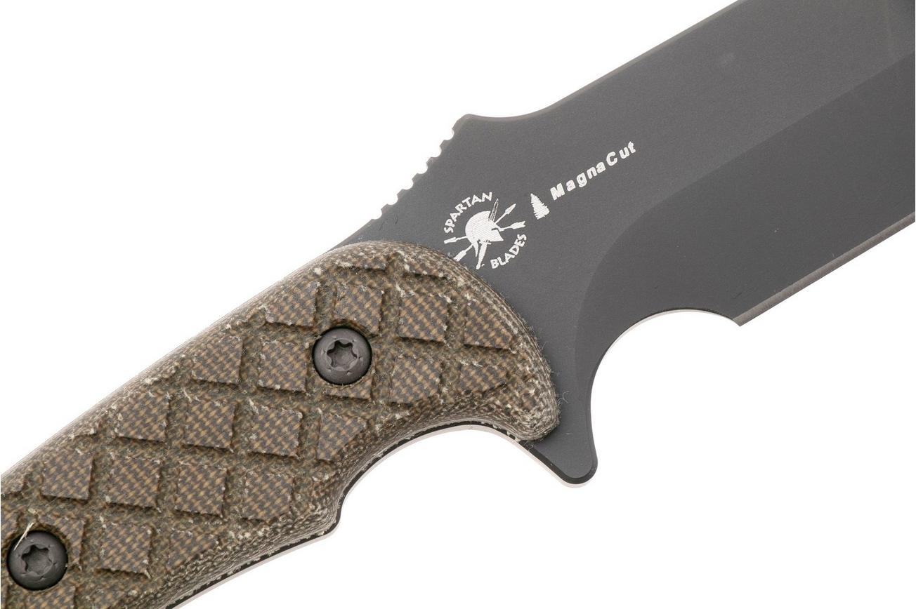 Spartan Blades Horkos SB4BKGRNLBK Black, Green Micarta, survivalmes, MOLLE schede