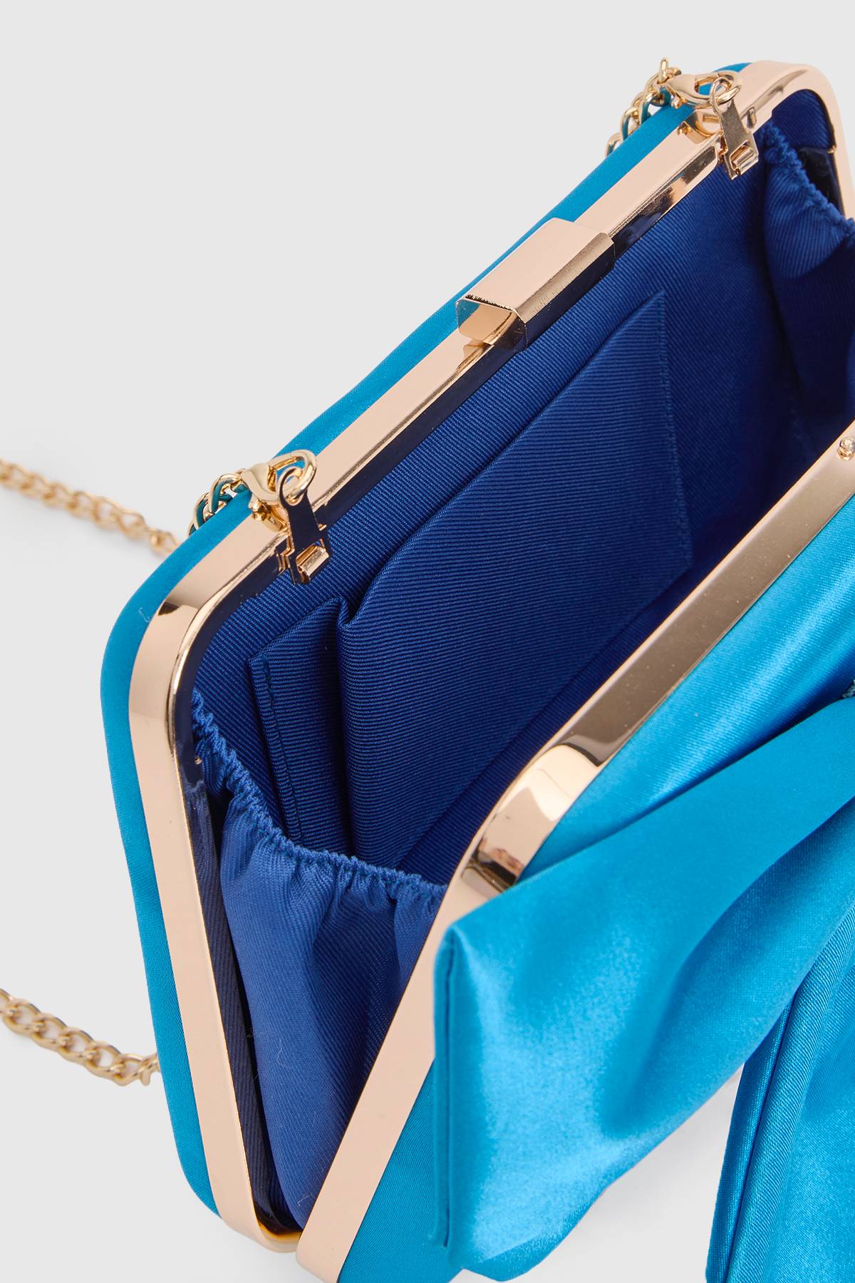 Oasis Pochette En Satin Azalée Avec Nœud Décoratif