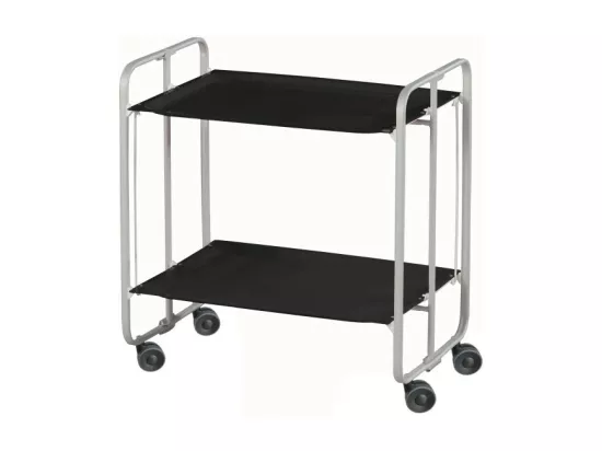 Chariot pliant à roulettes - Structure métallique grise, 2 niveaux en stratifié noir - 72*66*43 cm - BAUHAUS