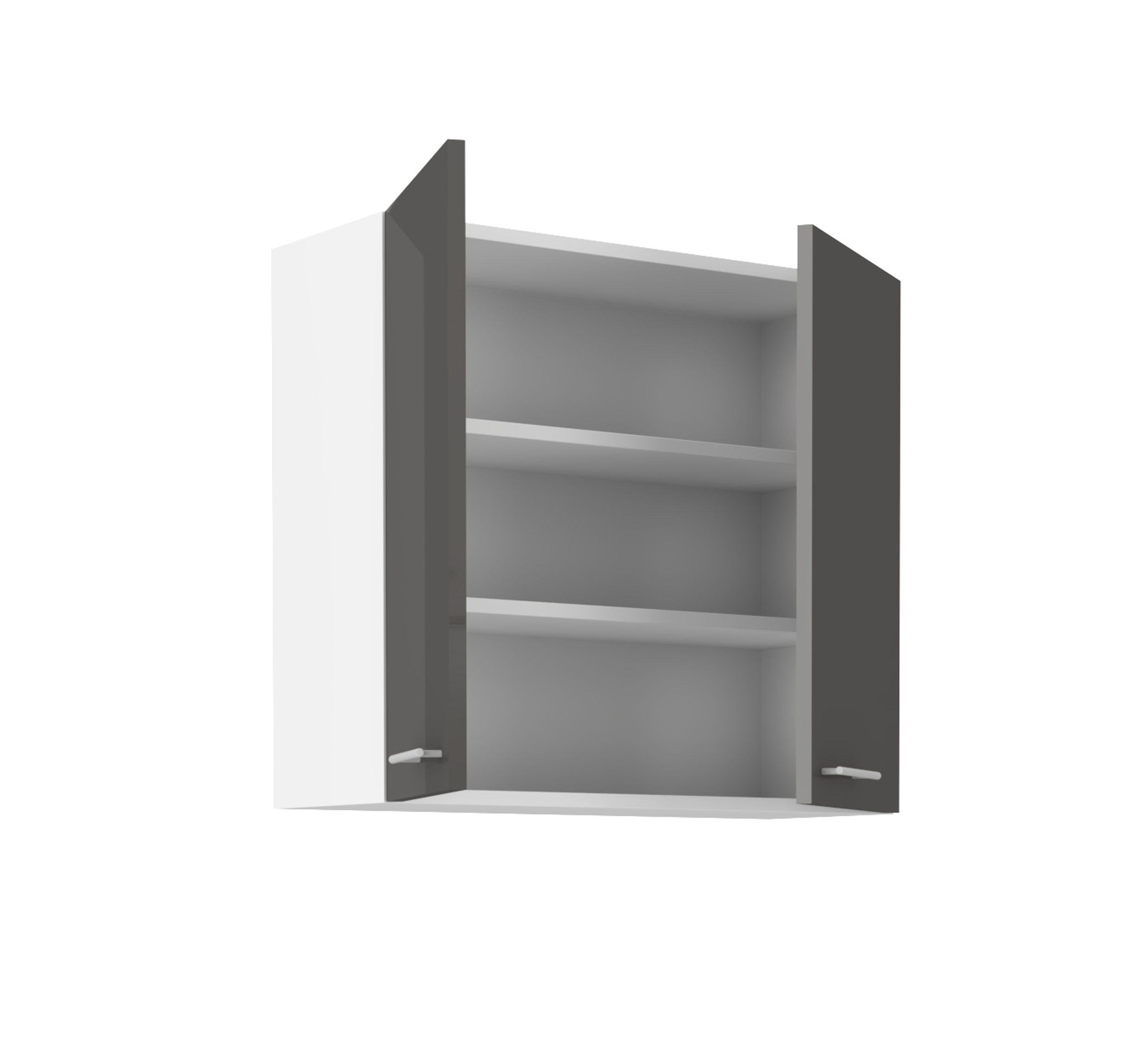 Küche Hängeschrank 80 Lara Grau Hochglanz + Weiss matt Küchenzeile Küchenblock