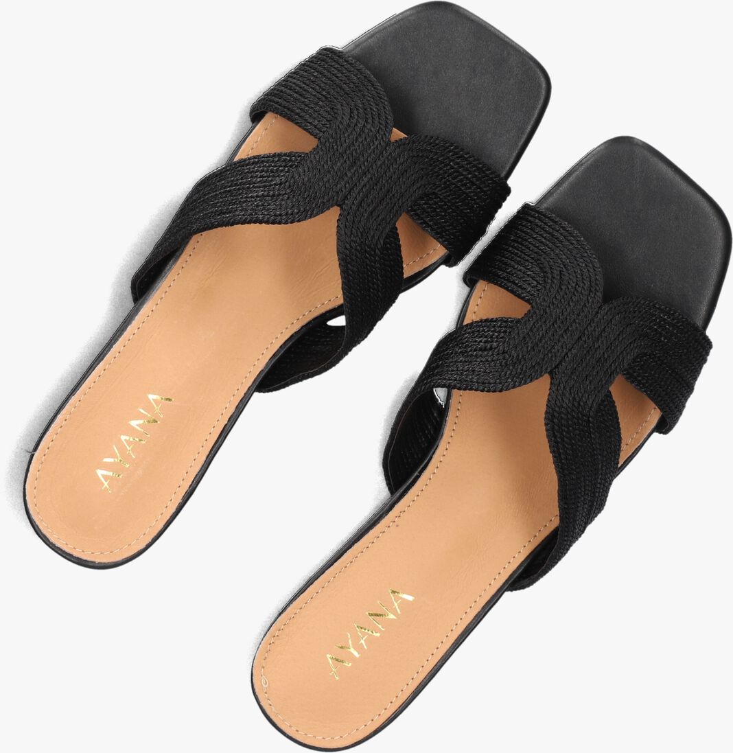zwarte ayana slippers 0677-1