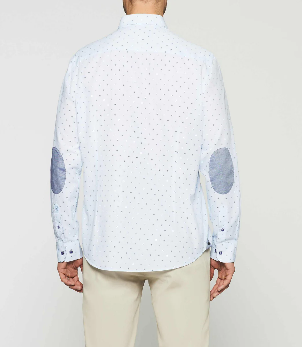 Chemise à imprimé blanche et marine KELLY