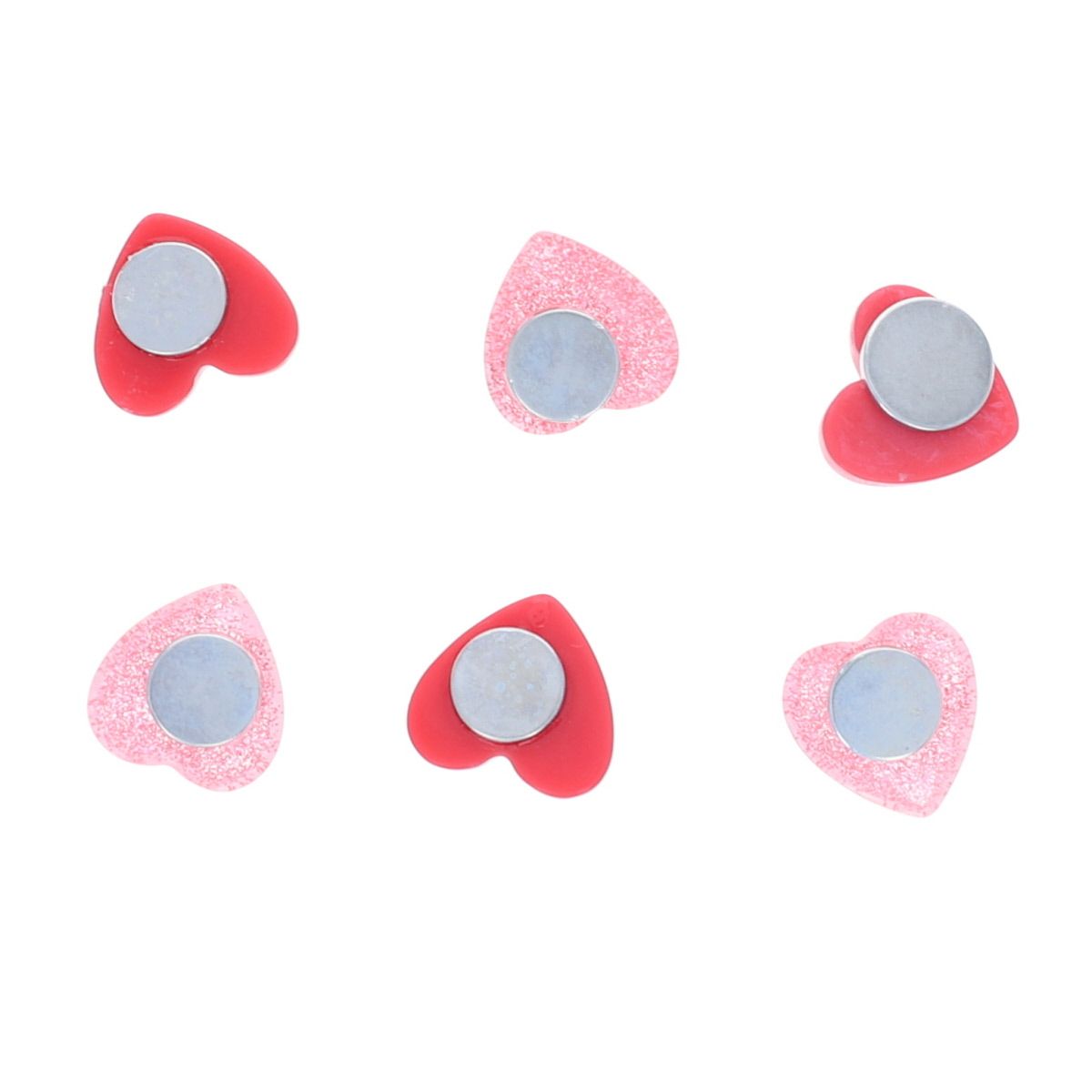 Lot de 6 magnets cœurs rouges et roses Mercredi et Patati