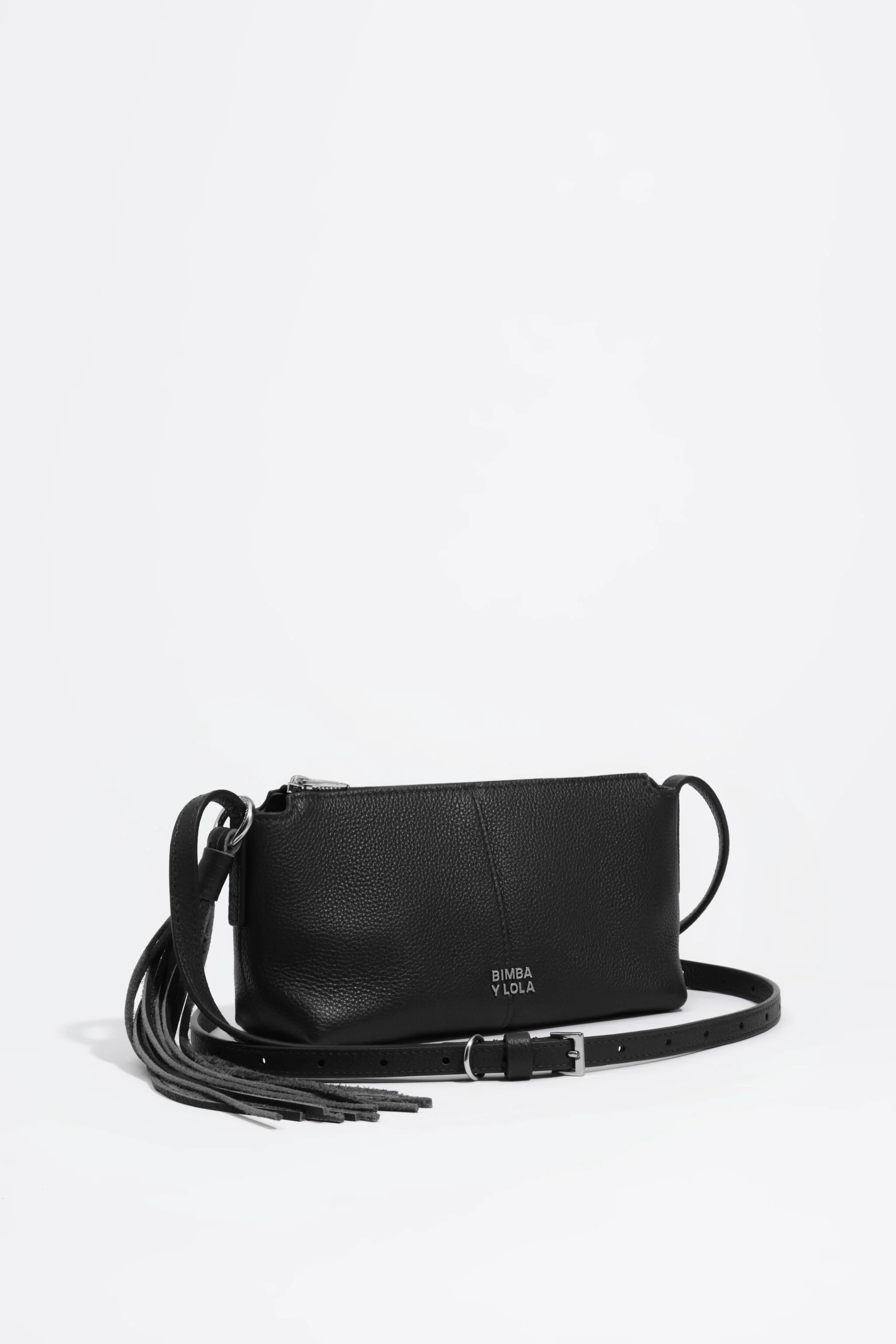 Bolsa transversal mini de couro preto
