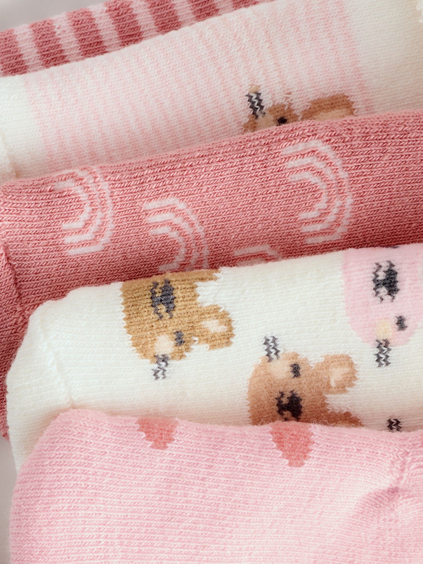 Roze - Verpakking van 5 paar baby badstof sokken met rolkraag (0mnd-2jr)