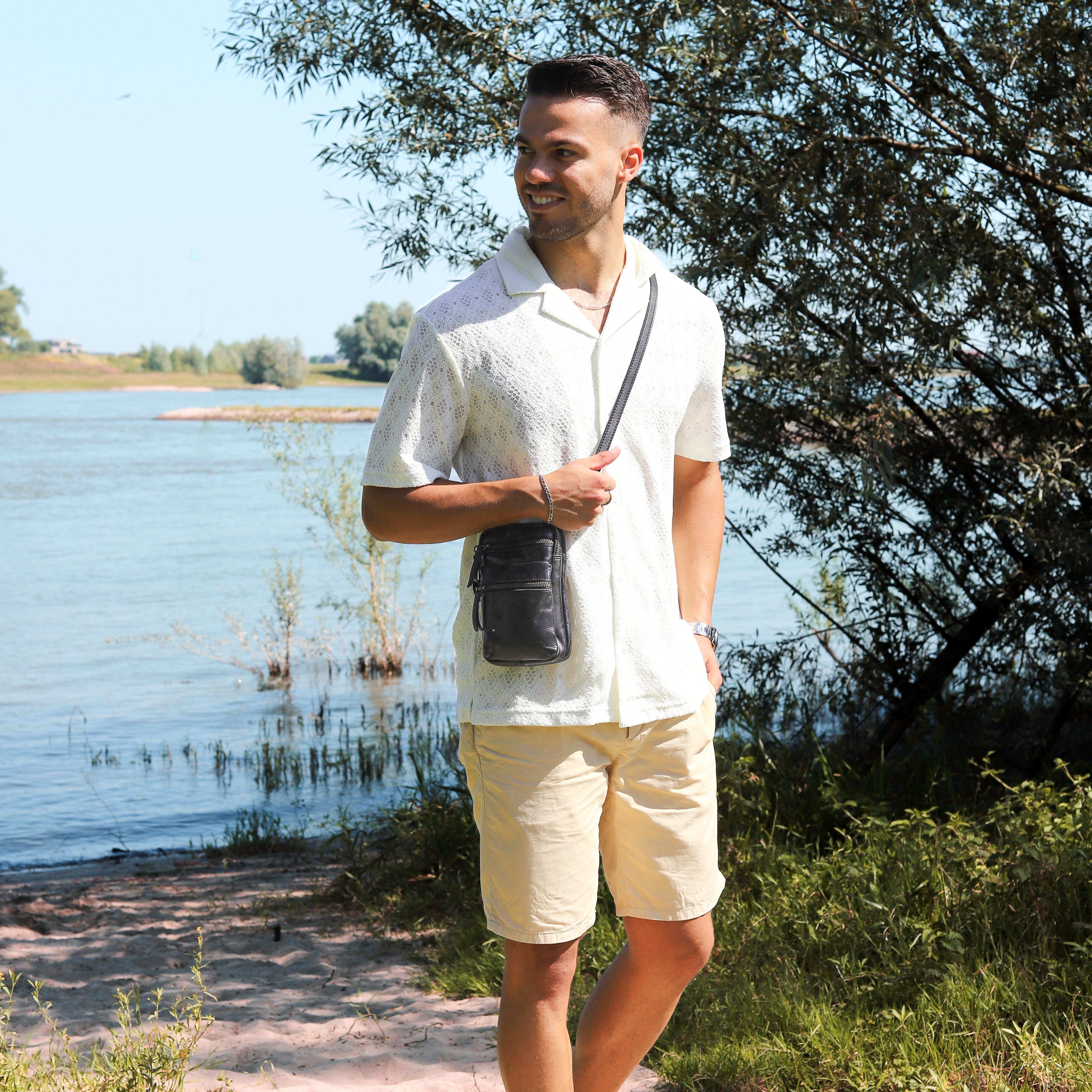 Kleine schoudertas 'Toni' cognac Cognac