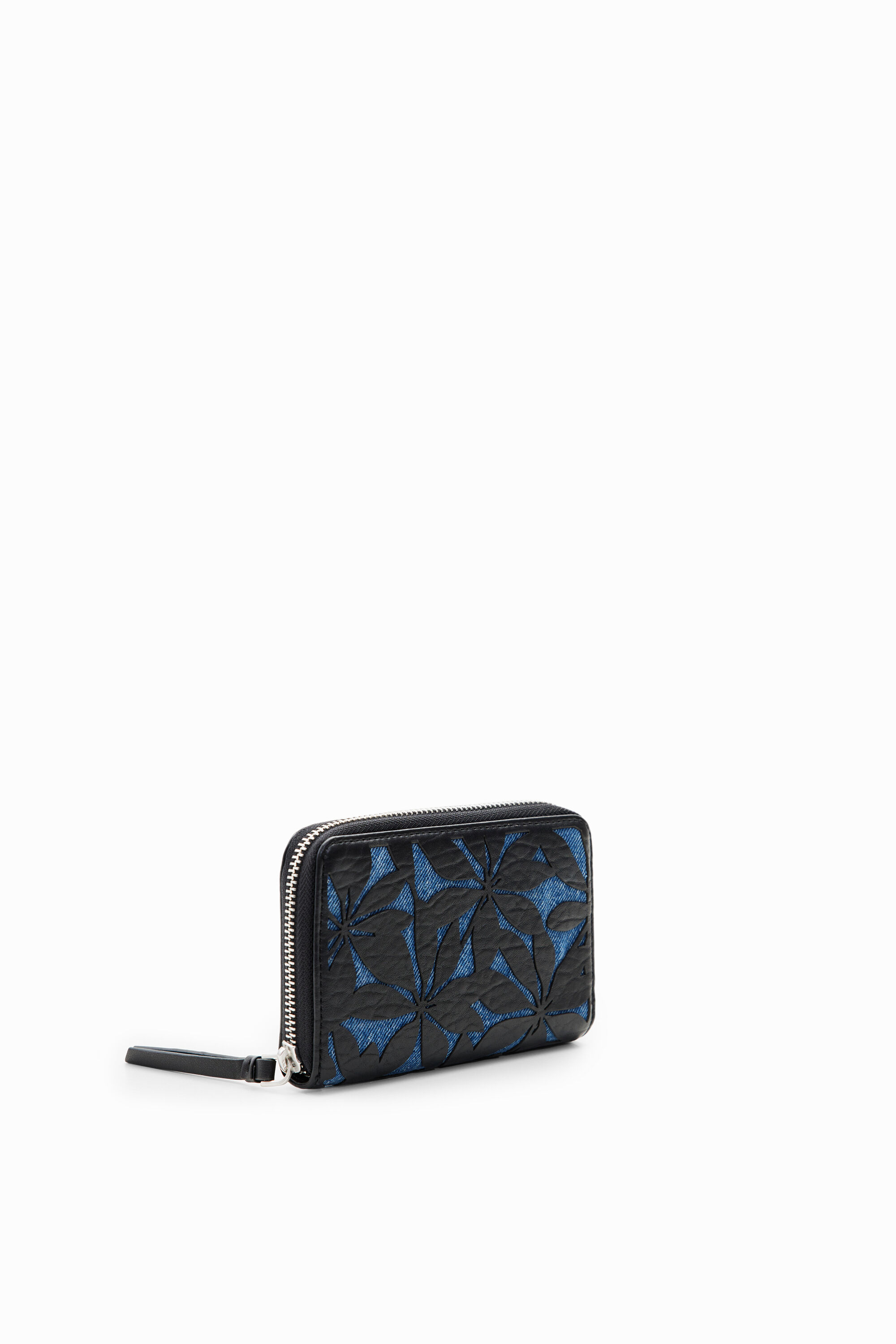 Petit portefeuille fleurs estampées