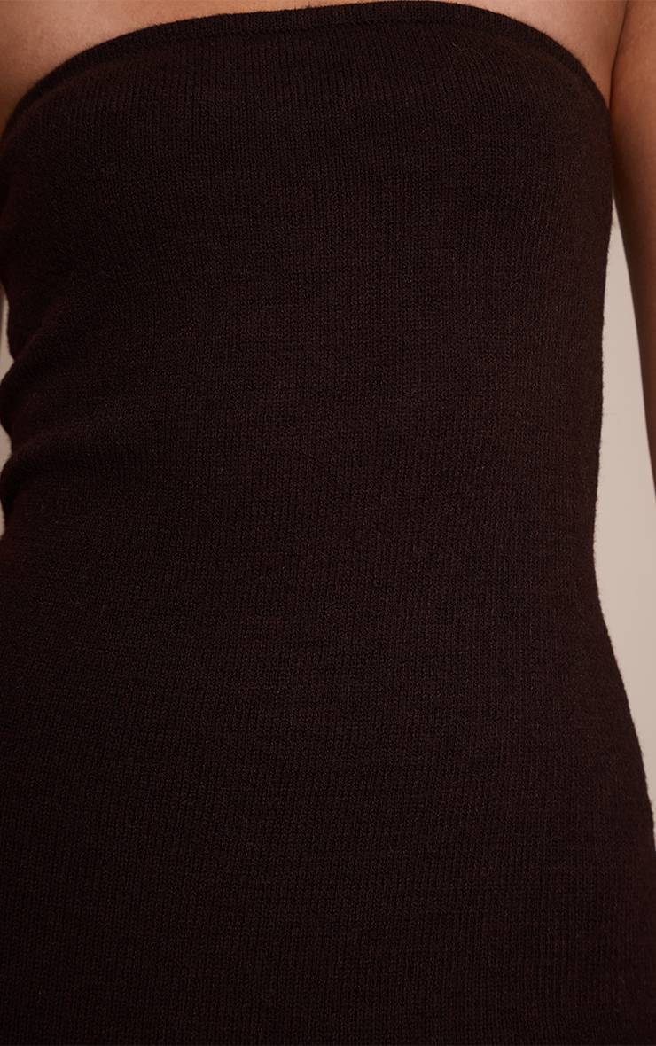 Chocolat Robe Midi Bandeau En Maille