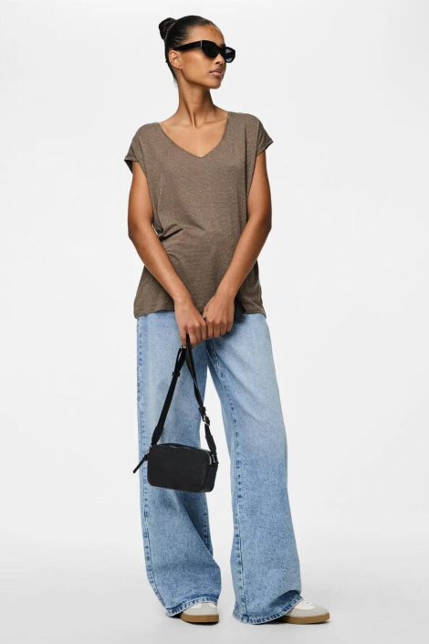 Pieces bronzen dames t-shirt