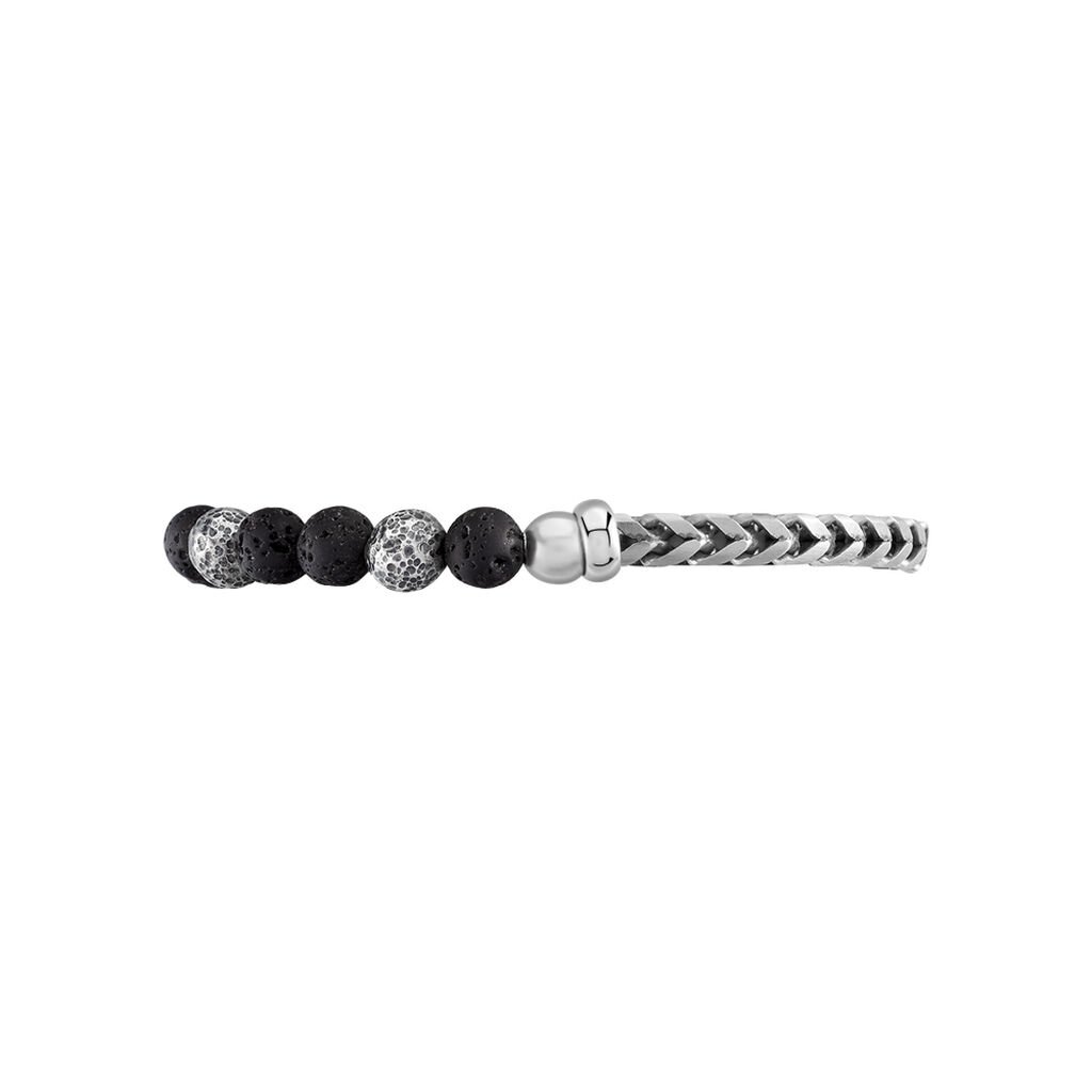Bracelet Kiyo Acier Blanc Pierre De Lave