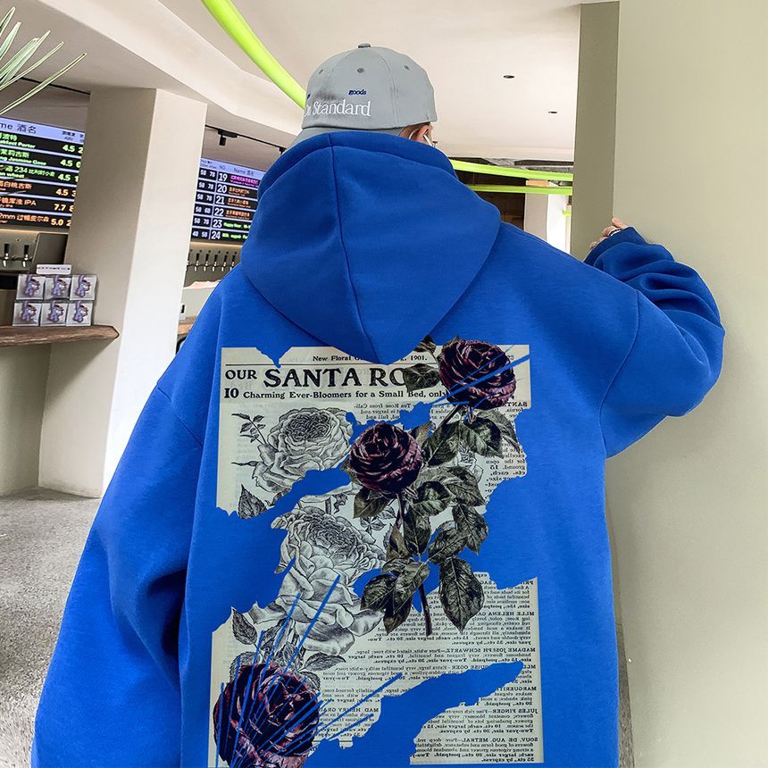 Posive - Losse hoodie met rozenprint