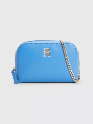 Bolsa transversal com monograma e alça de corrente