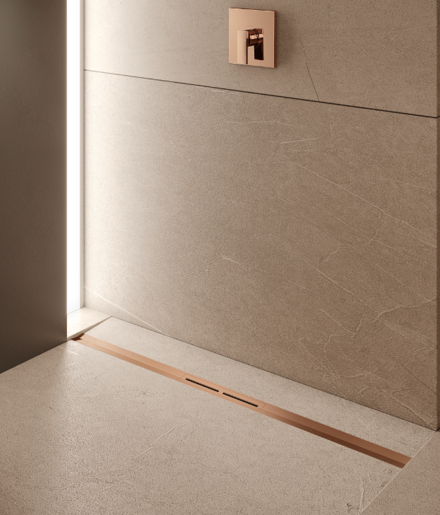 TECEdrainprofile douchegoot profielset 90cm geborsteld koper PVD