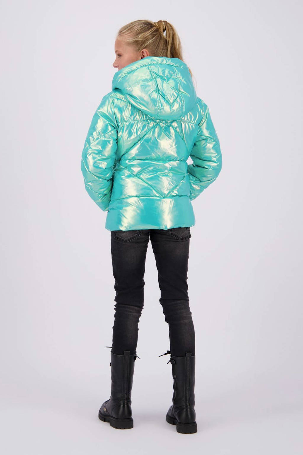 Vingino gewatteerde winterjas Teila turquoise metallic
