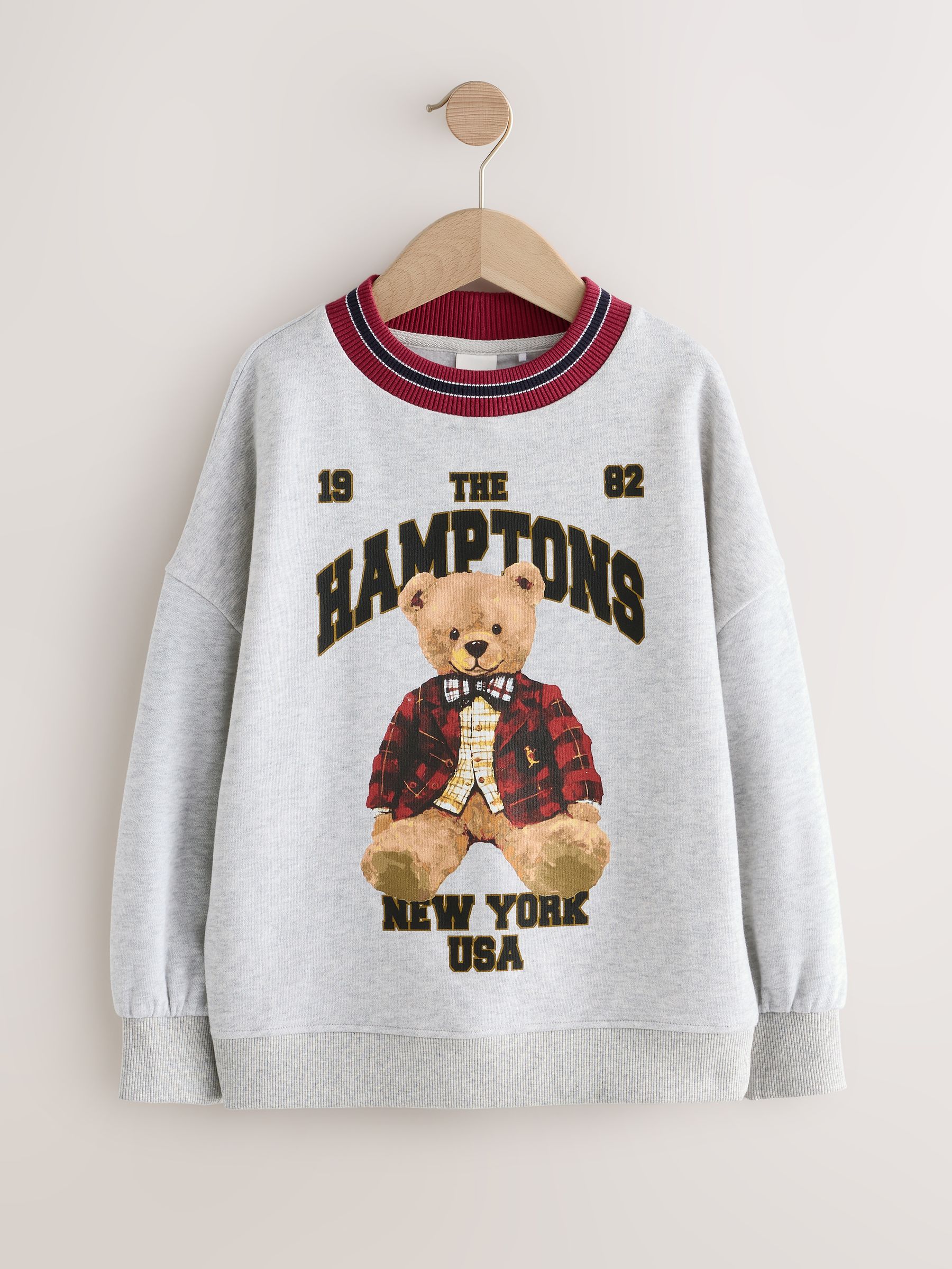 Grey Marl Teddy Bear - Graphic Sweatshirt (3-16yrs)