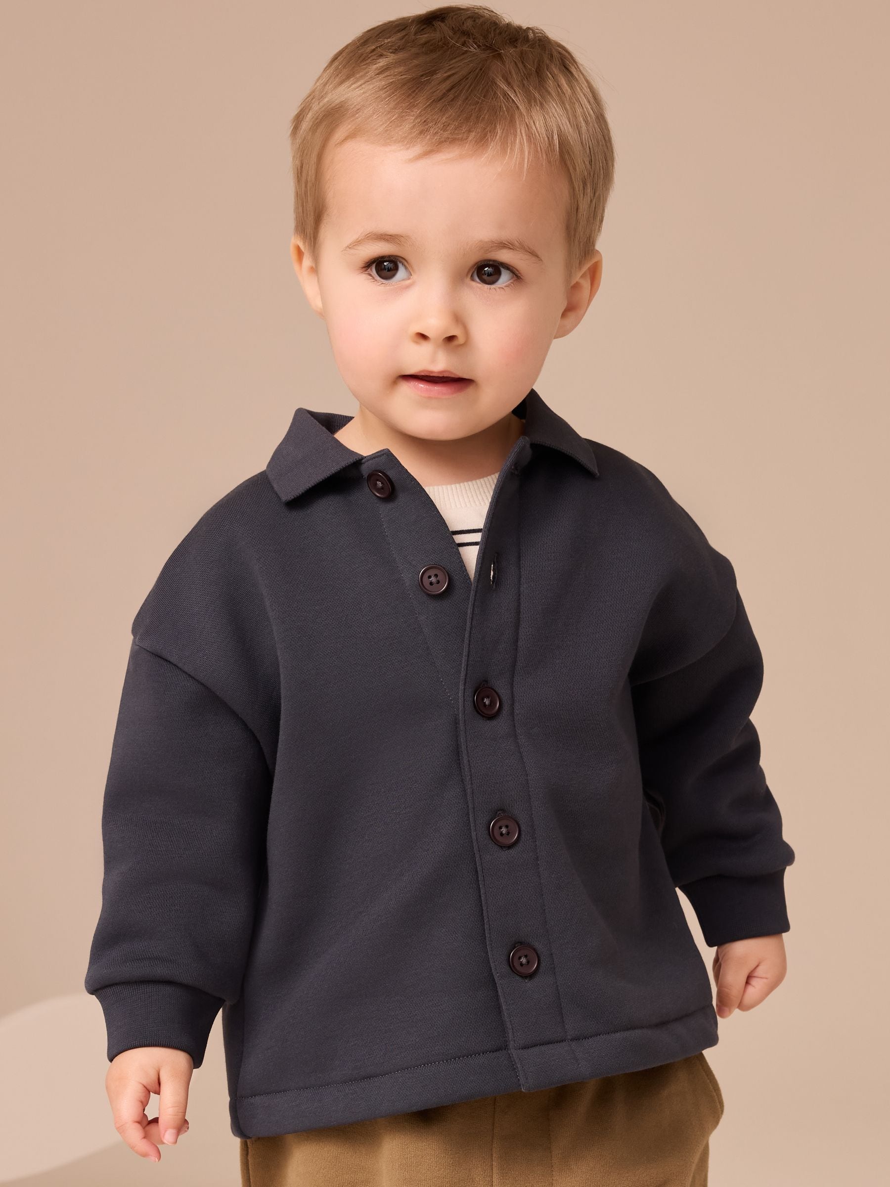Marineblauw en bruin - 3 -delige set van T-shirt en joggingbroeken (3mnd-7jr)
