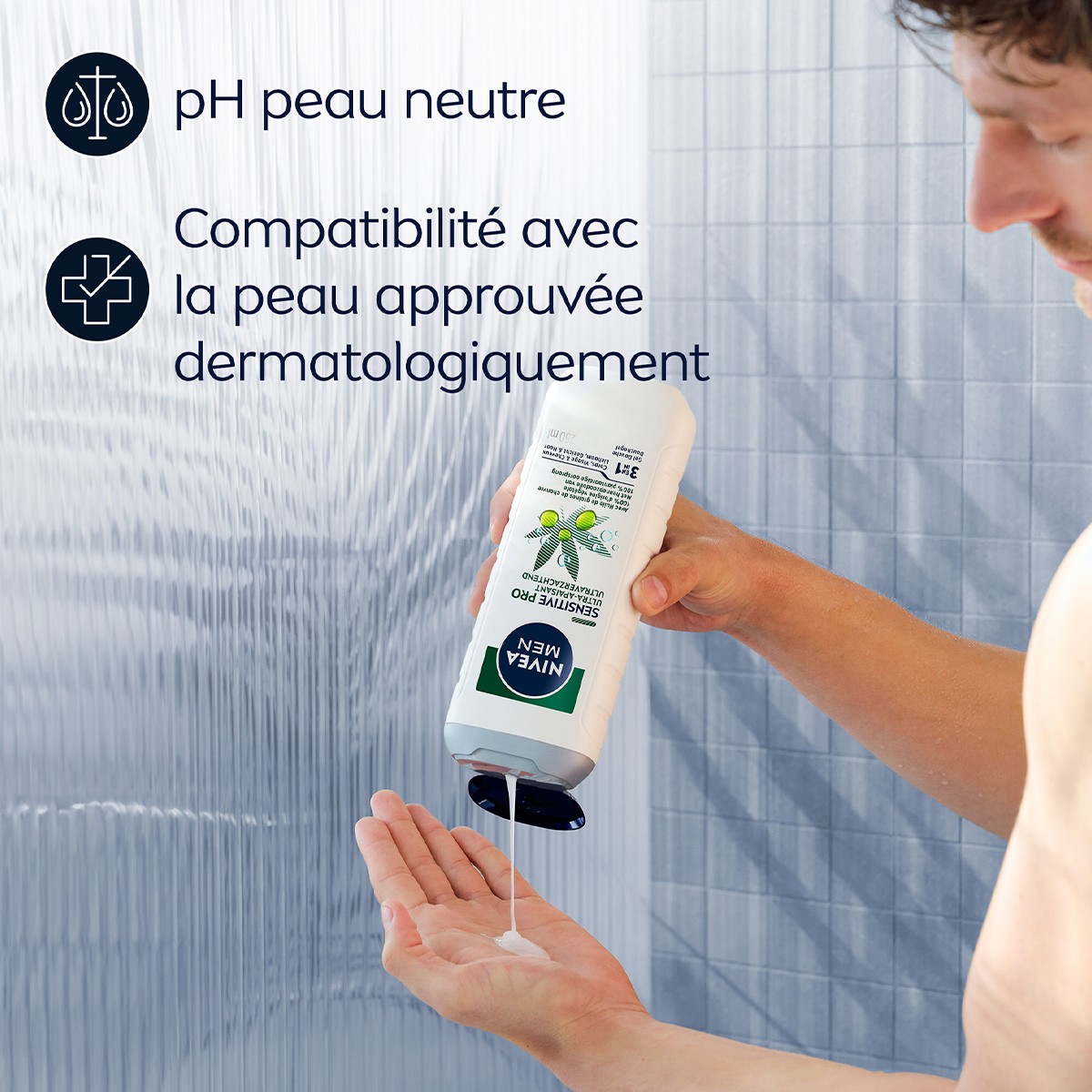 Gel douche 3-en-1 - Sensitive Pro - Graines de chanvre - Corps, visage & cheveux - Homme - 250ml