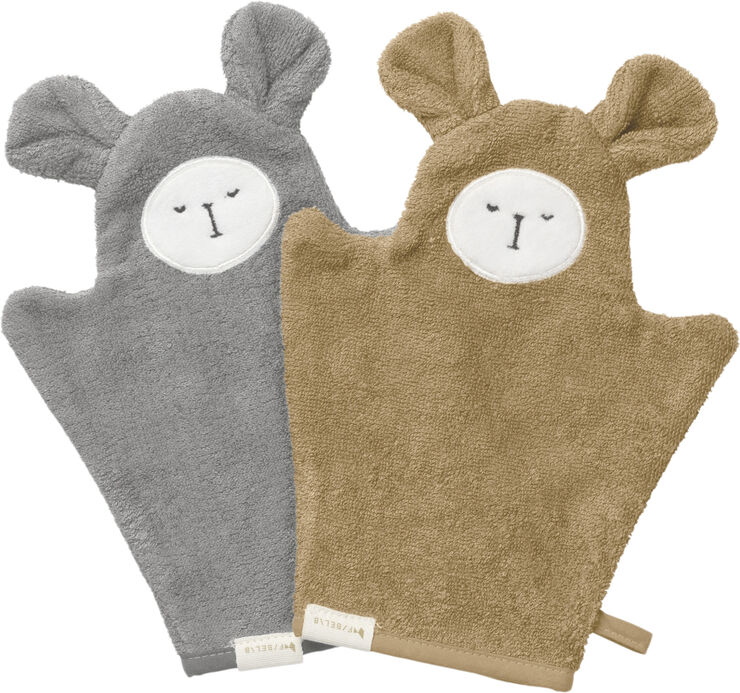 Fabelab Bath Mitts - Bear - 2 pack - Caramel Mix Multi colours