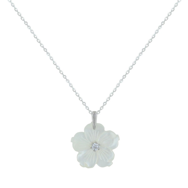 Collier Argent Fleur de Nacre