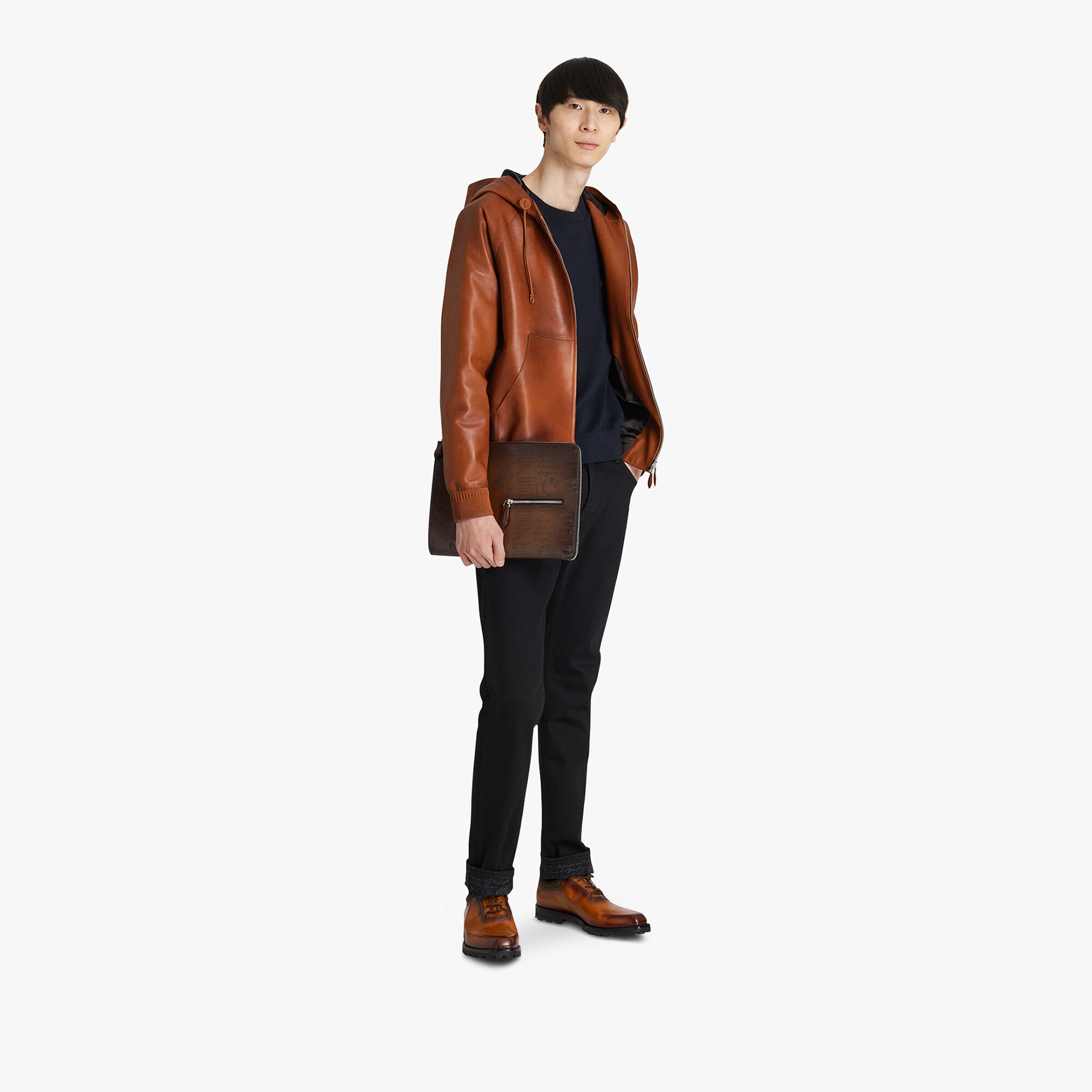 B-Way En Cuir Patine