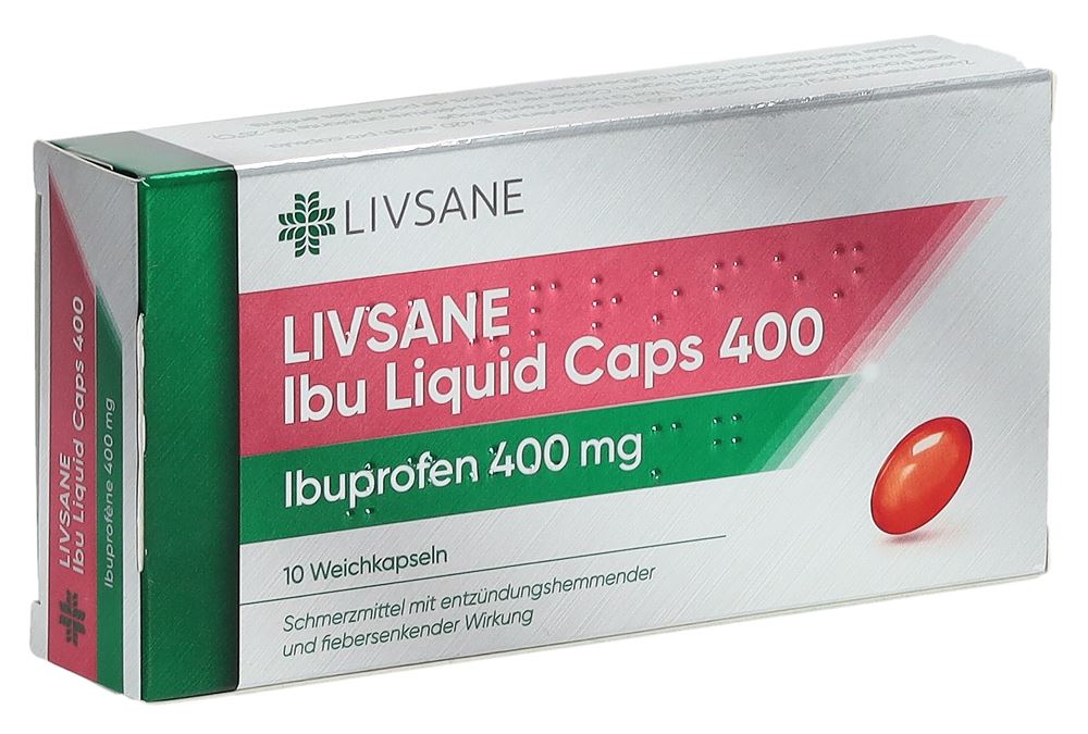 LIVSANE Ibu Liquid Caps 400 mg<br>10 Stück, Blister, Weichkapsel