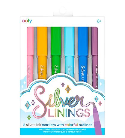 Ooly Tusher - Sølver Linings - 6 Stk - Multifarvet Sølv