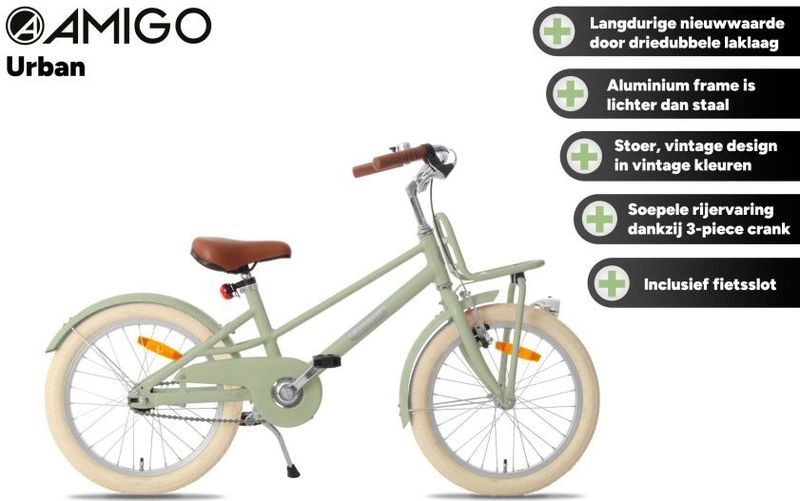 AMIGO - Urban - Meisjesfiets - Groen - 24 Inch - 35 cm - Terugtraprem