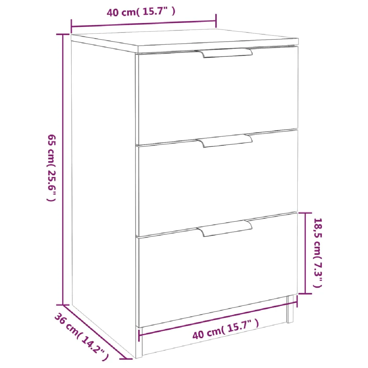 VIDAXL Lot de 2 Tables de chevet 40x36x65 cm - Chêne sonoma